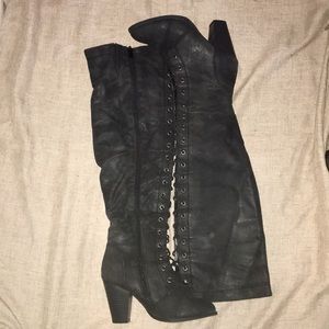 Knee high lace up boots